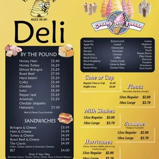 Deli &amp; Ice Cream Menu
