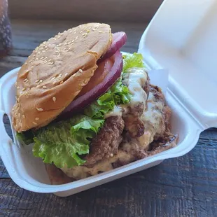 Whole double burger. Huge &amp; satisfing.
