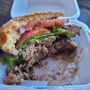 Half of a double burger.