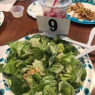 Mandarin salad with berry iced tea