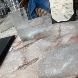 a glass of water on a table