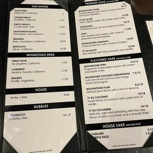 Drink menu