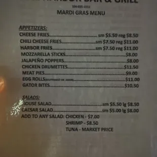 menu