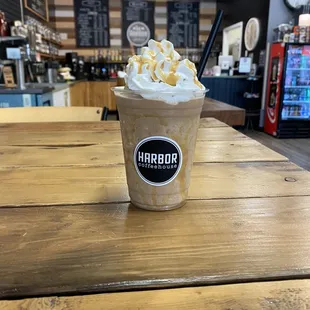 Extreme toffee frappe with whipped cream!!