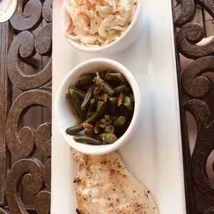 Grilled catfish, green beans and coleslaw- all yummy