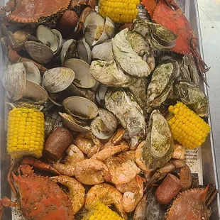 a tray of seafood