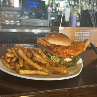 Buffalo chicken sandwich (not on menu for lunch but ASK)!