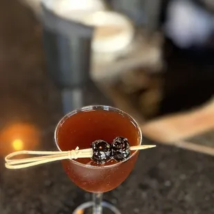 Manny the bartender is very skilled and super friendly. Excellent Bitter Giuseppe cocktail.