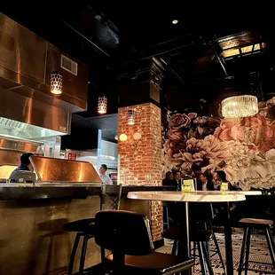 Back of the restaurant by the kitchen