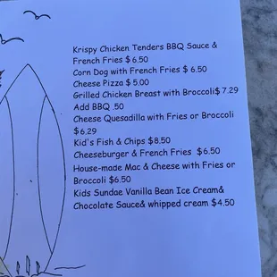 Kids Menu June 2024