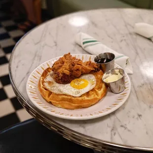 Half Fried Chicken waffle