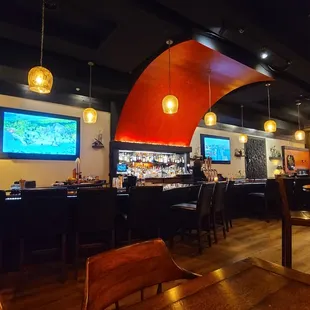 Interior with seating options. You can also see the TVs here.