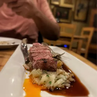 IBÉRICO DE BELLOTA grilled acorn fed pata negra pig with panadera potatoes &amp; cider sauce