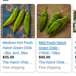 a selection of fresh hatch chiles