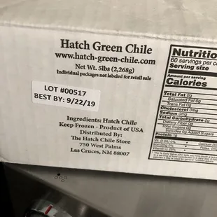 I received this chile in November 2019.