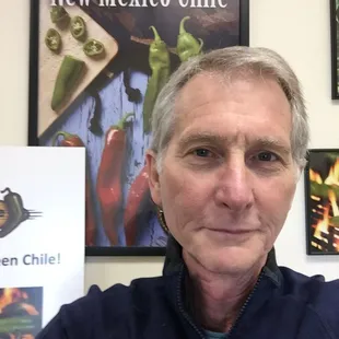 a man in a blue jacket