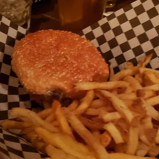 Hatch Burger with fries
