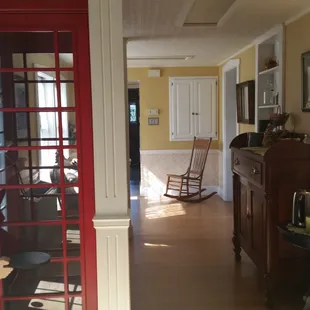 The lobby with phone booth