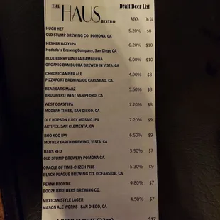 menu