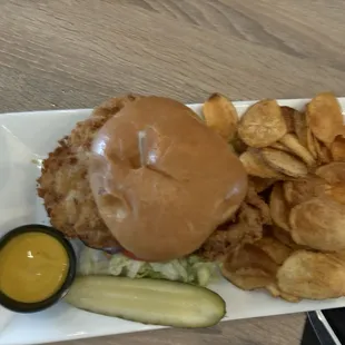 Breaded pork tenderloin with homemade chips