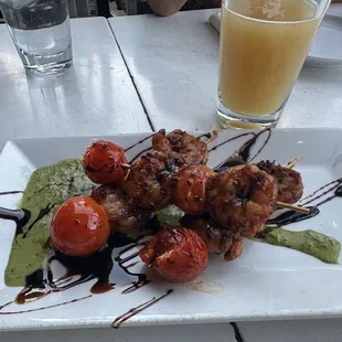 Delicious shrimp skewers