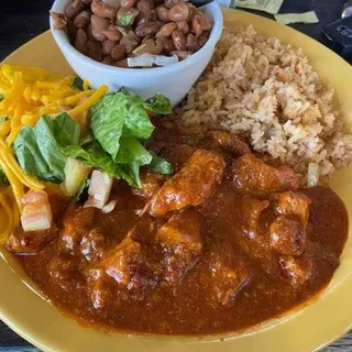 Carne de Puerco en Chile Colorado Plate