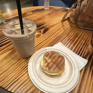 Iced Flavored Latte and croissant