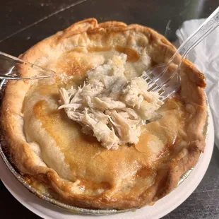 Inside the chicken pot pie