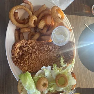 Enormous walleye sandwich.