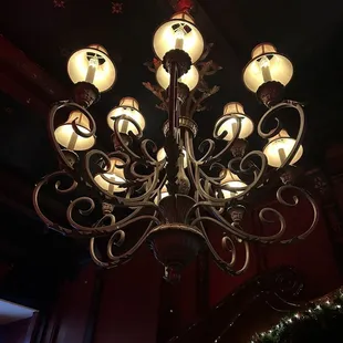 a chandelier in a restaurant