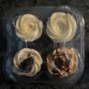 FromTop Left Red velvet and Carrot Cake From bottom left Cookies and Cream and the Hayloft