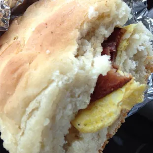 Bacon egg and cheese biscuit. Grandma called them "cat head" biscuits!