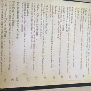 the menu
