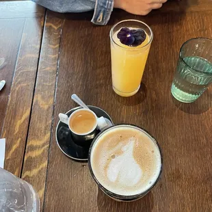 Espresso is AHmazing. Oatmilk latte. Mimosa.