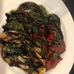 Marinated vegetables with balsamic reduction