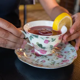 High Tea - delicious cocktail!  The rosewater spray gives it nice aromatics to go along with great flavor
