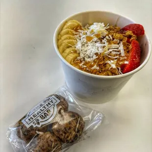 Açaí bowl ($9) + Peanut Butter balls ($3)
