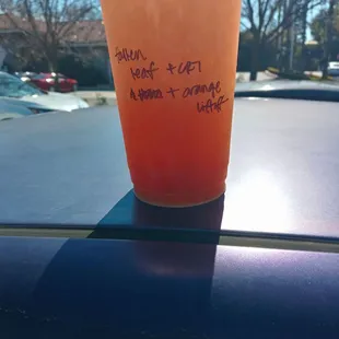 This is one of their specialty teas, its called a Capri Sun, with an Orange Liftoff added.Very good