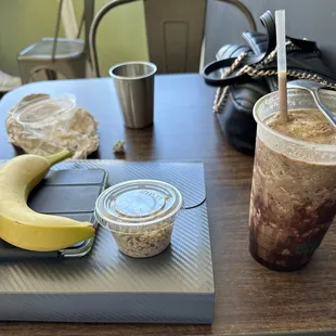 $17.50 banana, granola, and "smoothie"