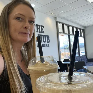 Me, my shake and tea for lunch!