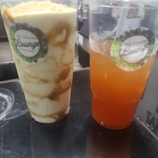 two beverages on a table
