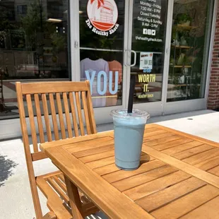 Clearwater smoothie  Outdoor seating   Good place to stop during a bike ride or run