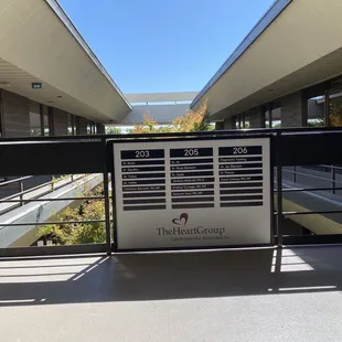 Second story balcony by elevator.