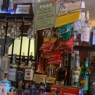 a bar filled with alcohol and liquor