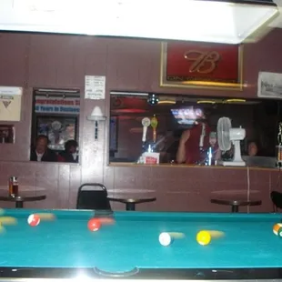 one pool table in the back room.
