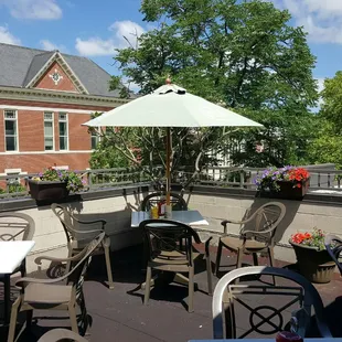 Rooftop patio over looking Ninth Street and Mizzou campus.