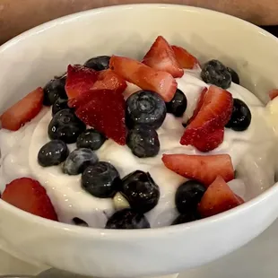 Granola, Yogurt and Fruit Parfait - granola is under the yogurt