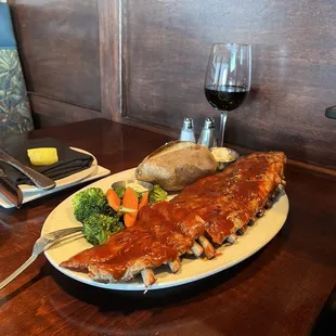 Rack of Ribs with Baked Potato and Vegies