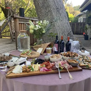 Epic California spring board, pea and caviar toasts, and lamb meatballs.