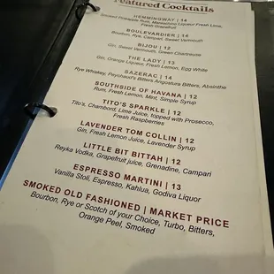 menu